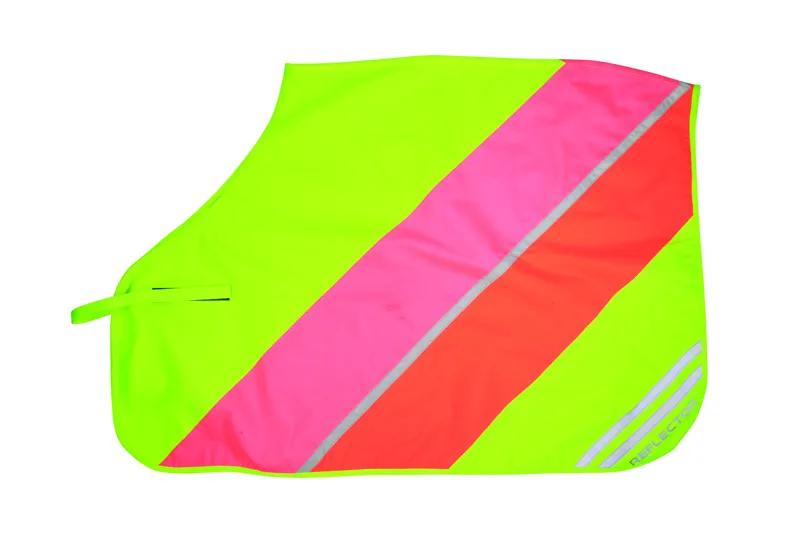 Hy Equestrian Reflector Quarter Mesh Exercise Sheet - Yellow/Pink/Orange